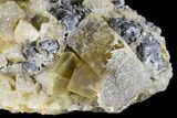 Quartz Encrusted Yellow Fluorite With Galena - Morocco #174583-2